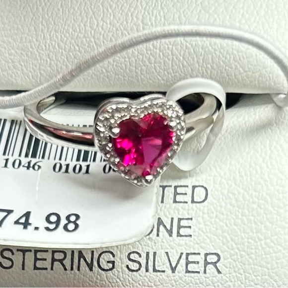 Lab Created Ruby and White Sapphire
Heart Ring in Sterling Silver - Picture 6 of 8